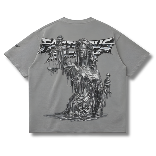 Chrome Drip Raw Hem T