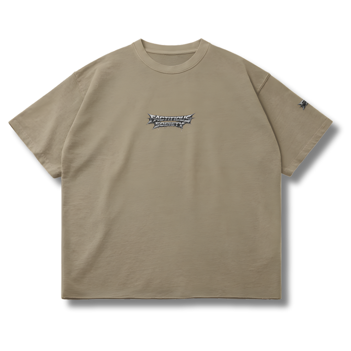 FACTITIOUS SOCIETY Chrome Drip Raw Hem T