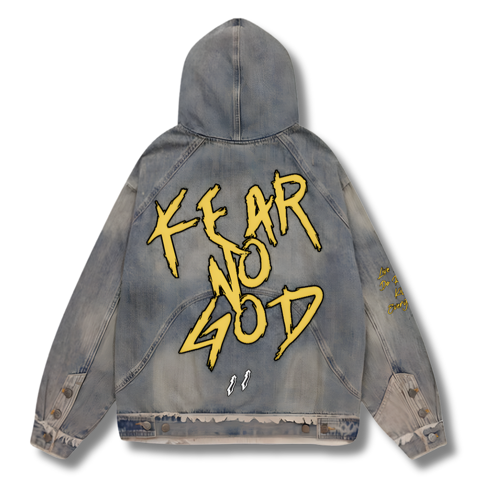 FNG Fuzzy Denim Hoodie