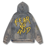 FNG Fuzzy Denim Hoodie