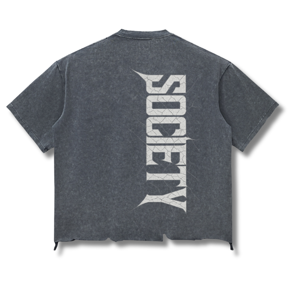 FACTITIOUS SOCIETY Boxy Ripped T