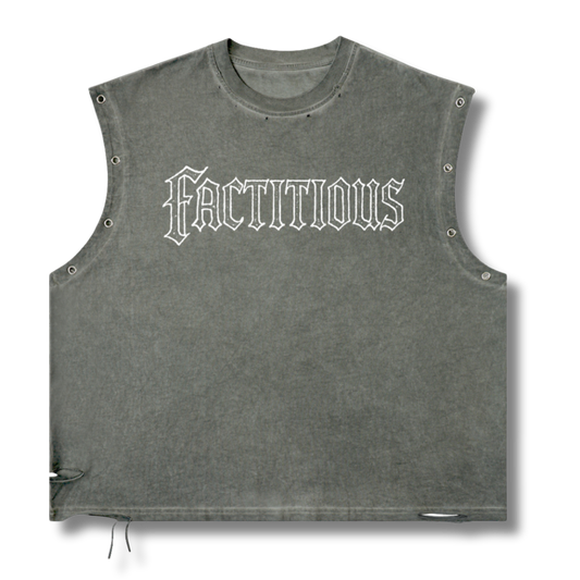 Factitious Distressed Grommet Tank Top
