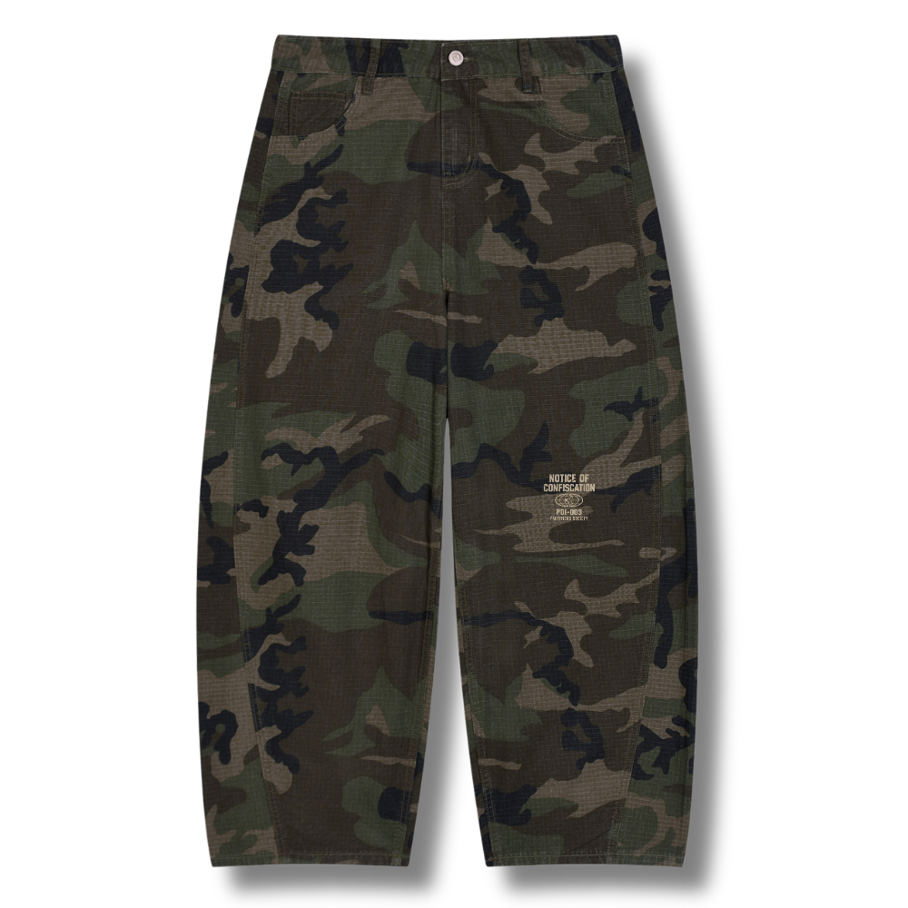 CONFISCATED CAMO BARREL PANTS