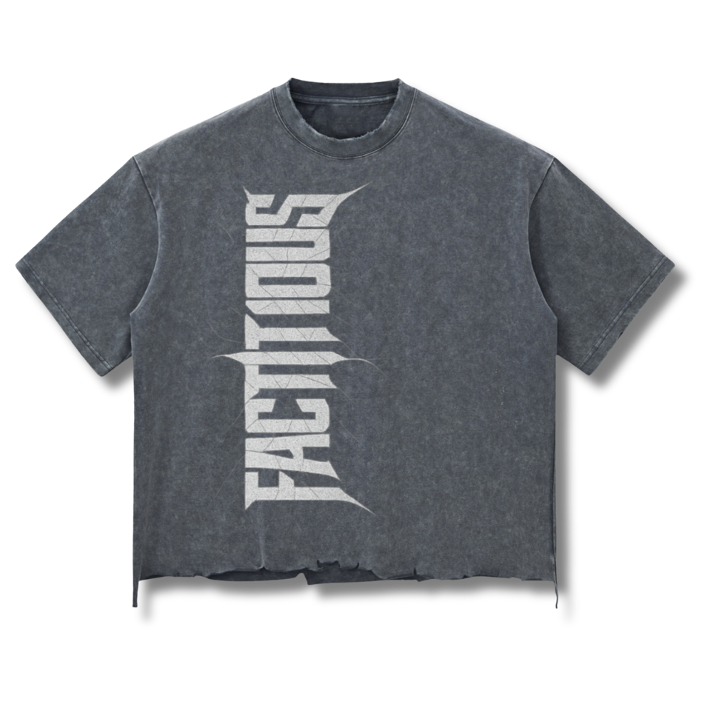 FACTITIOUS SOCIETY Boxy Ripped T
