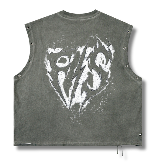 Factitious Distressed Grommet Tank Top