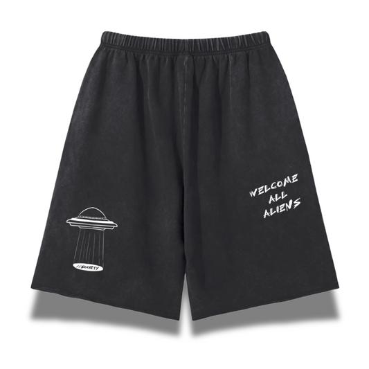 Aliens Welcome Vintage Washed Shorts