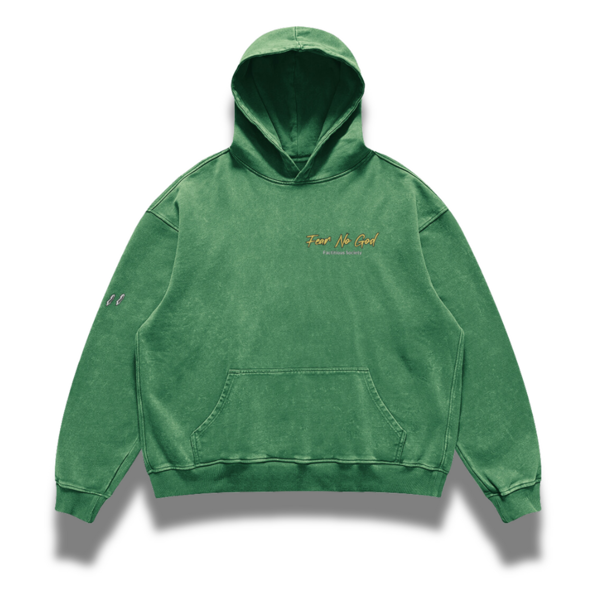 FACTITIOUS SOCIETY Fear No God Oversized Faded Hoodie