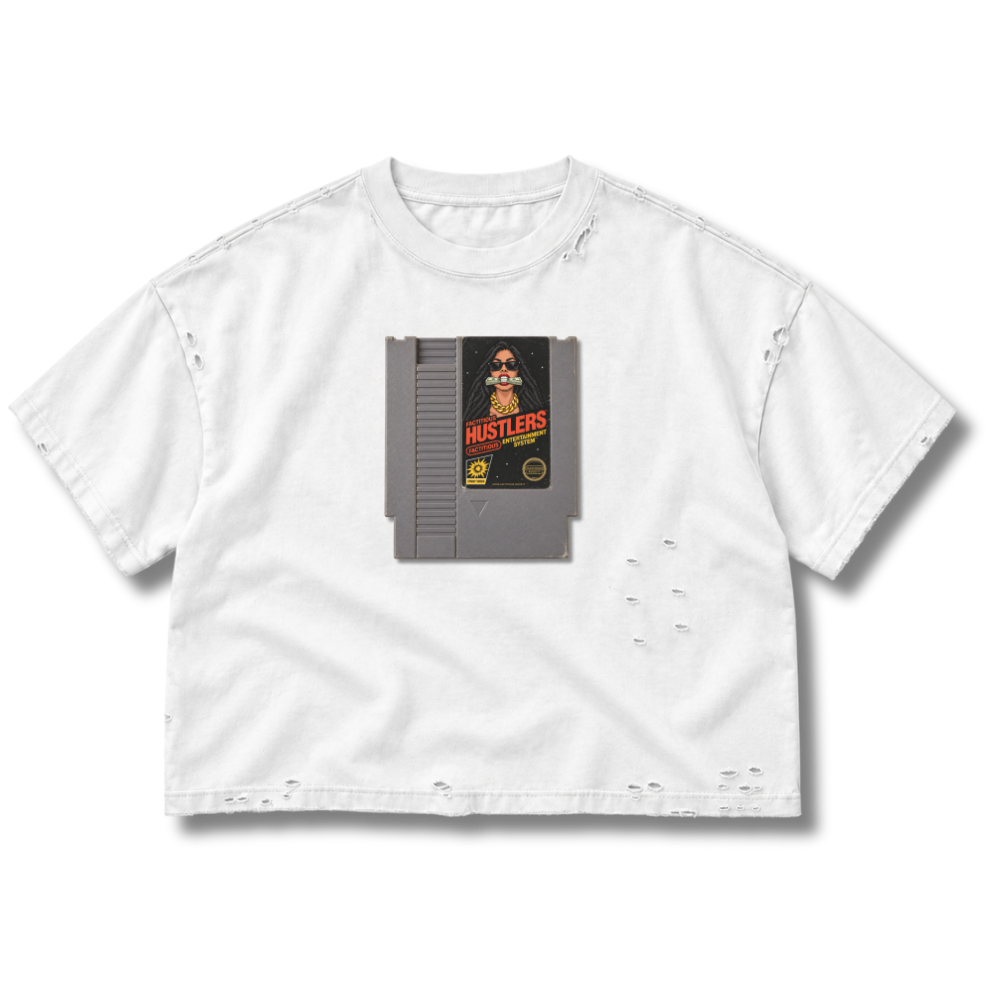 FACTITIOUS SOCIETY HUSTLERS FRAYED BOXY TEE