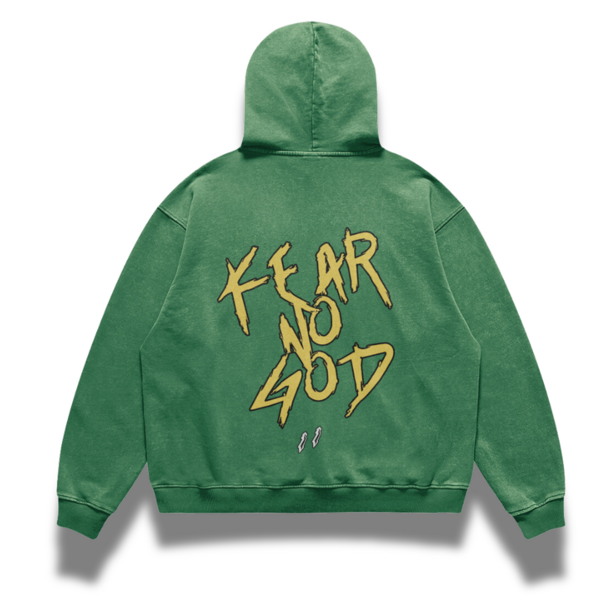 FACTITIOUS SOCIETY Fear No God Oversized Faded Hoodie