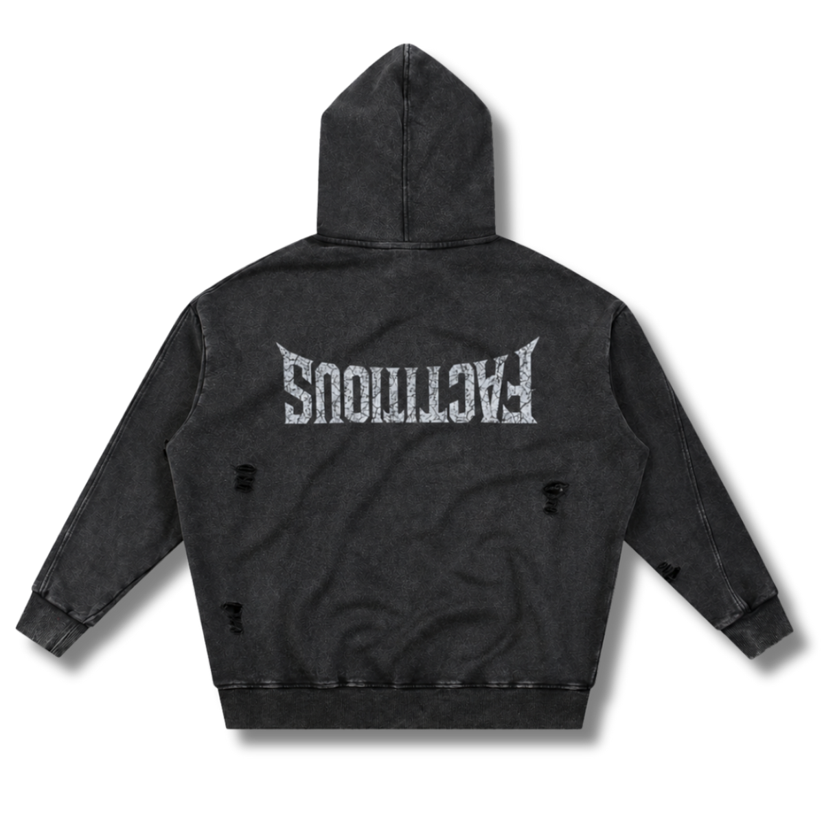 FACTITIOUS SOCIETY STONEWASH PANEL POCKET HOODIE