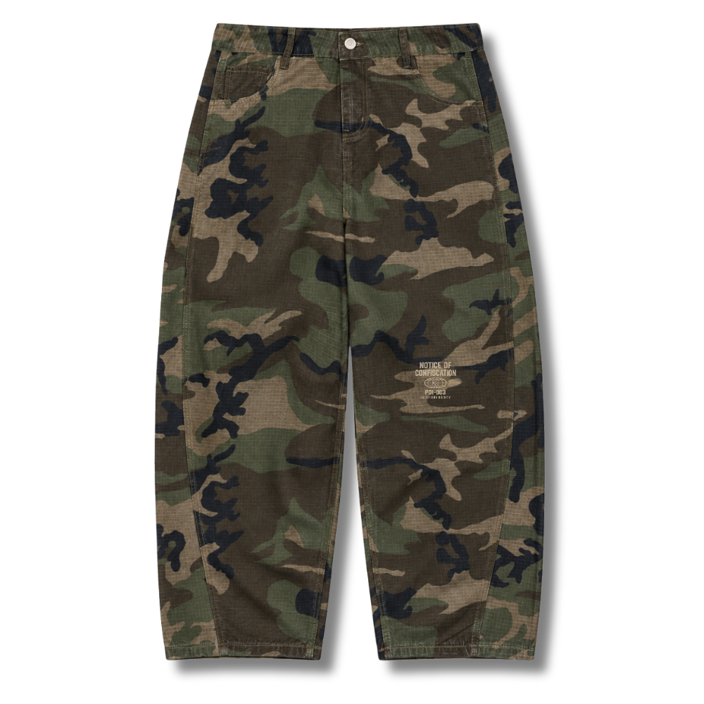 CONFISCATED CAMO BARREL PANTS