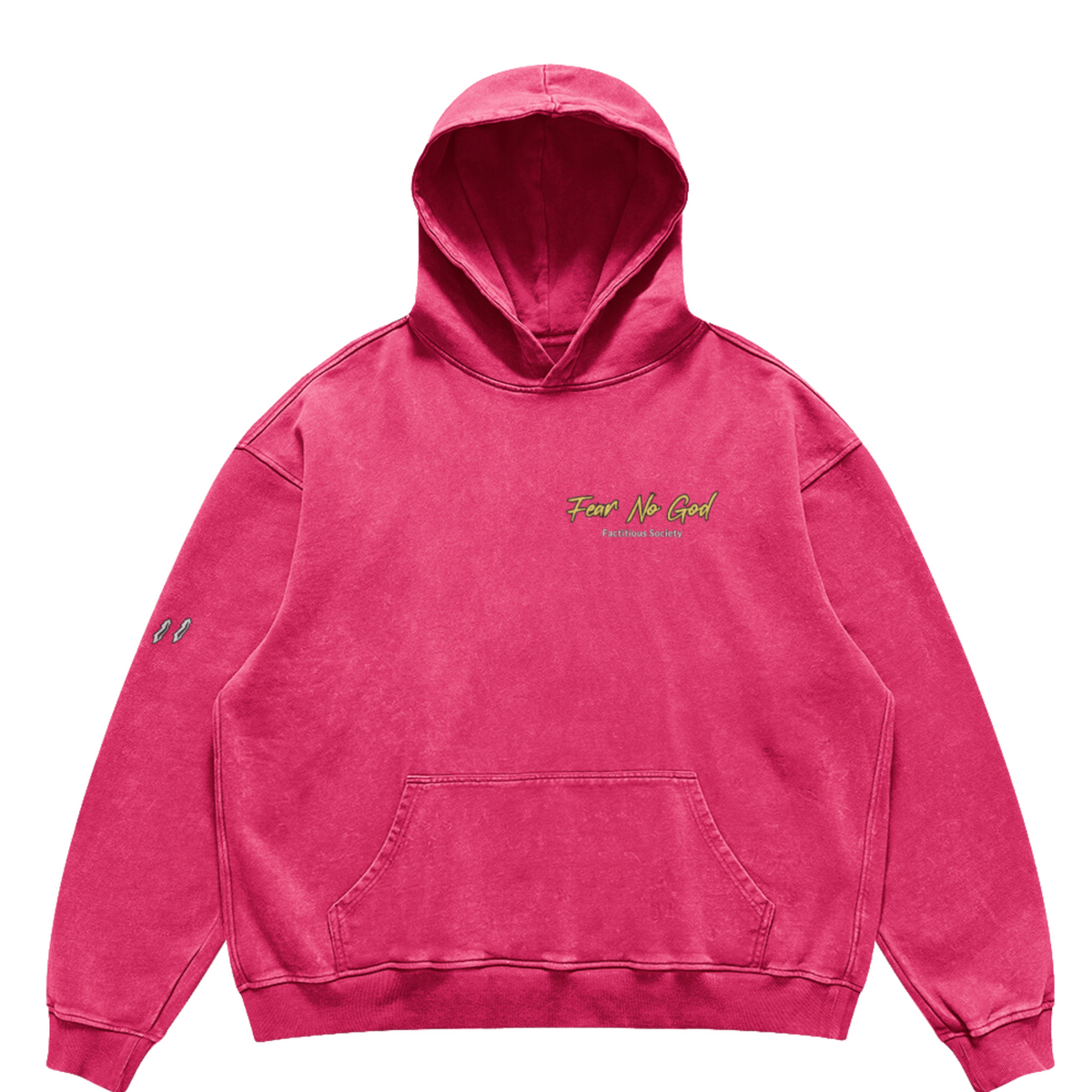 FACTITIOUS SOCIETY Fear No God Oversized Faded Hoodie