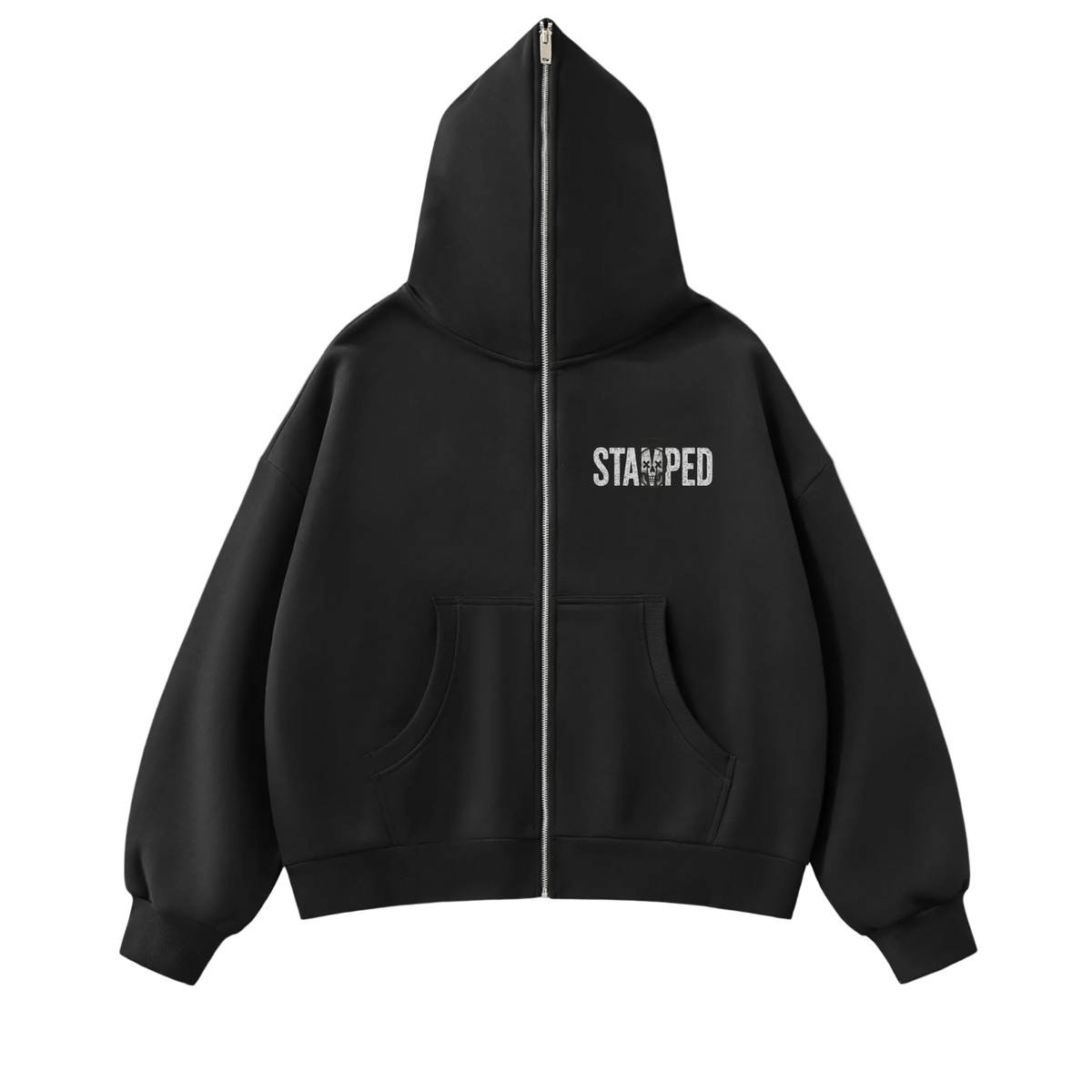 FACTITIOUS SOCIETY STAMPED Full-Zip Boxy Hoodie