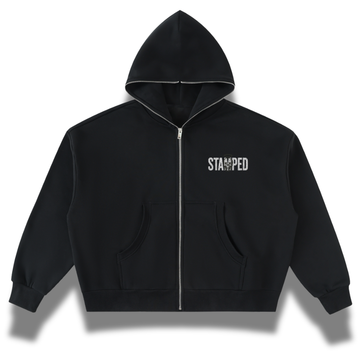 FACTITIOUS SOCIETY STAMPED Full-Zip Boxy Hoodie