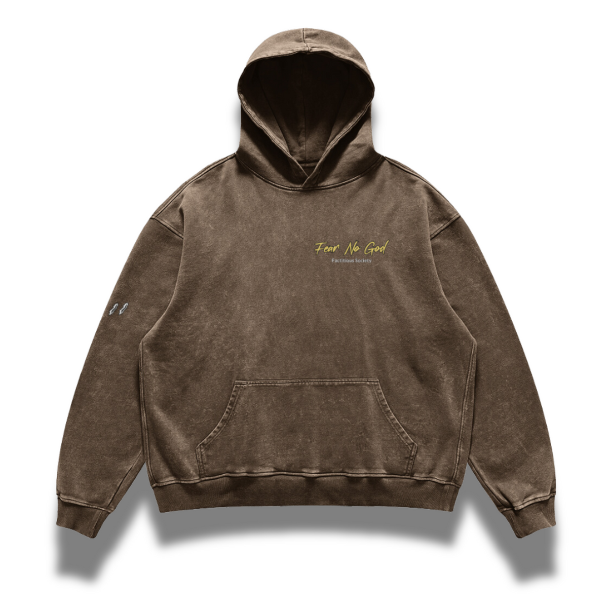 FACTITIOUS SOCIETY Fear No God Oversized Faded Hoodie