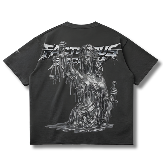 Chrome Drip Raw Hem T