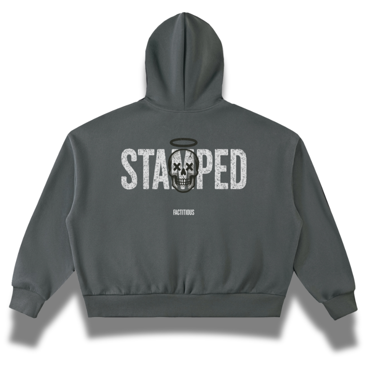 FACTITIOUS SOCIETY STAMPED Full-Zip Boxy Hoodie