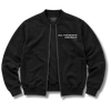 Black All the Saints Fleece Bomber Jacket with full zip, ribbed trim, and ALL THE SAINTS ARE DEAD graphics.