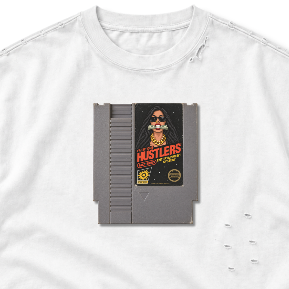 FACTITIOUS SOCIETY HUSTLERS FRAYED BOXY TEE