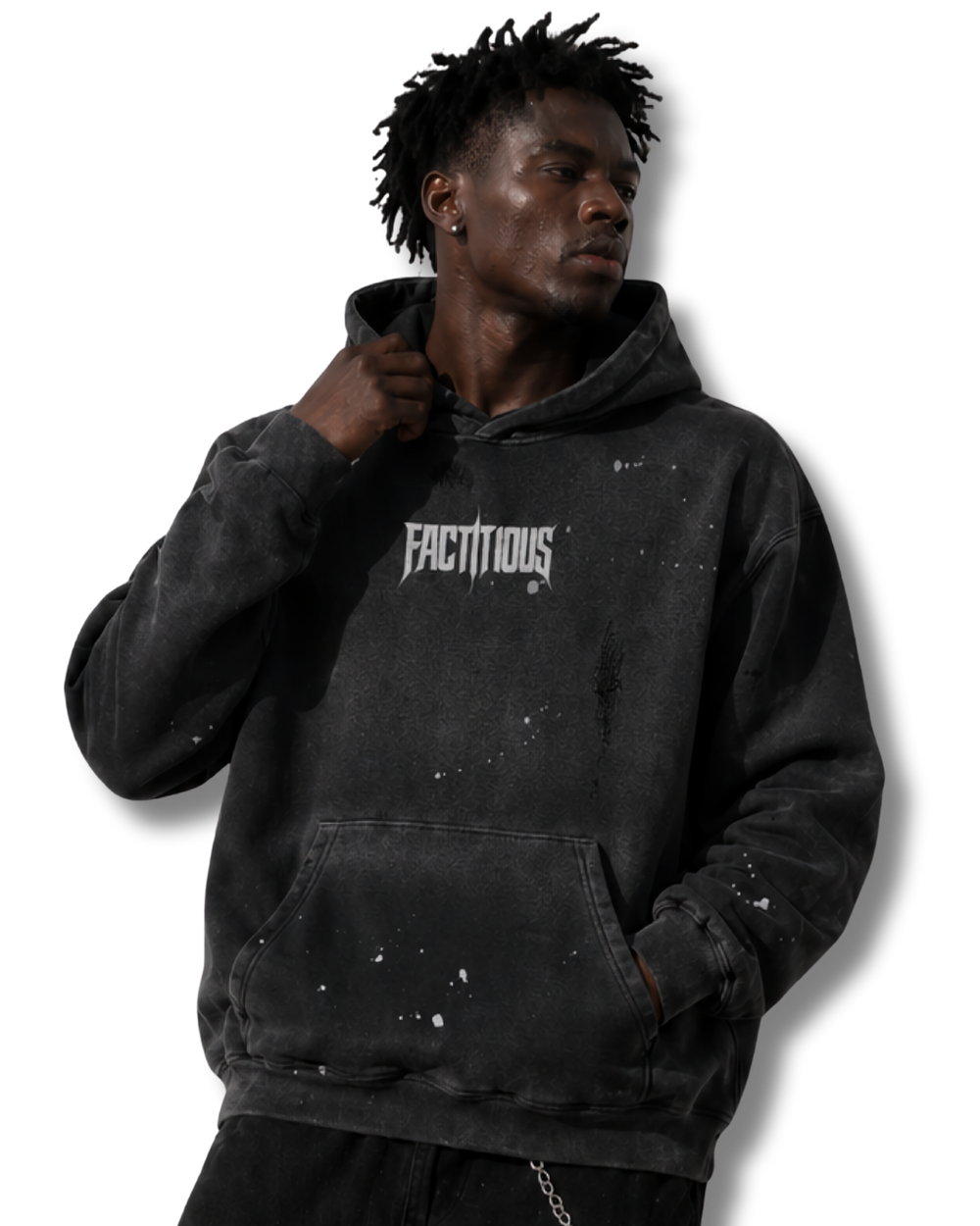 FACTITIOUS GRUNGE FLEECE HOODIE