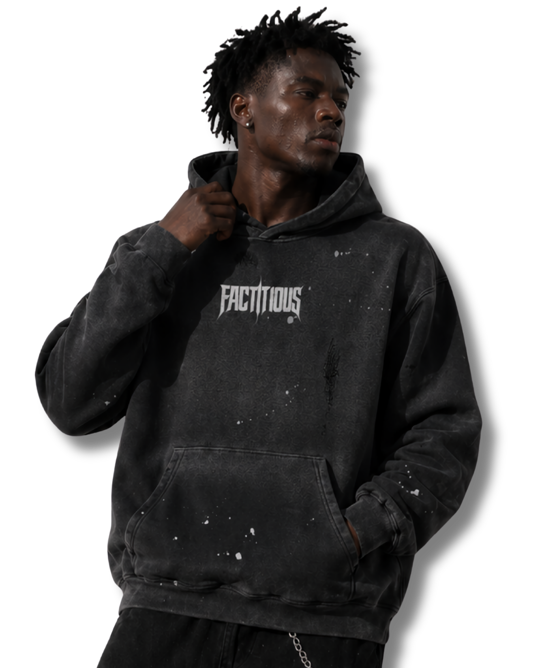 FACTITIOUS SOCIETY FACTITIOUS GRUNGE FLEECE HOODIE