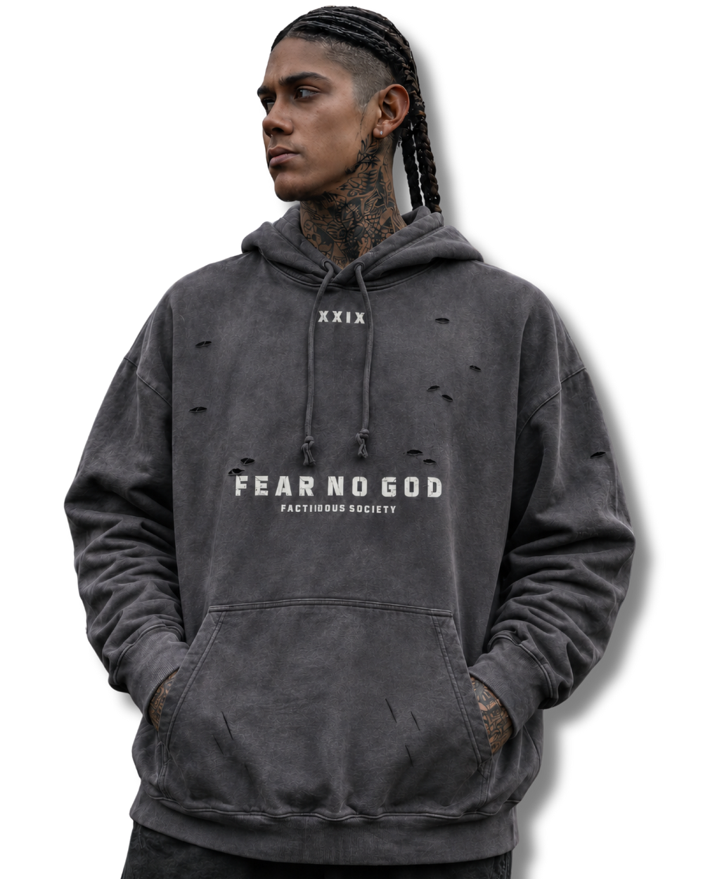 FEAR NO GOD DISTRESSED HEAVYWEIGHT HOODIE