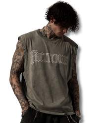 FACTITIOUS DISTRESSED EYELET TANK