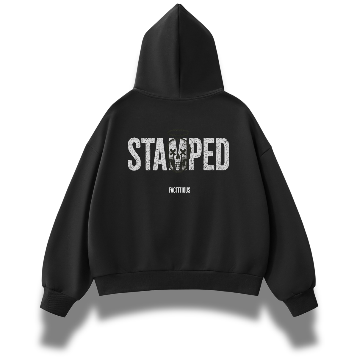 FACTITIOUS SOCIETY STAMPED Full-Zip Boxy Hoodie